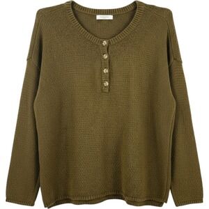 Sonoma Goods For Life Henley Sweater Mens XL Olive‎ Green Knit Pullover